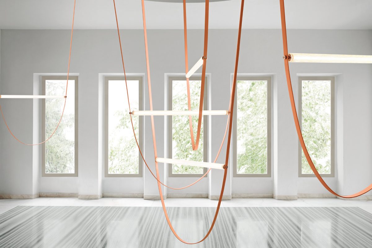 by Formafantasma for Flos is a ceiling lamp designed using a light source and a power cable Commercial Interior Design