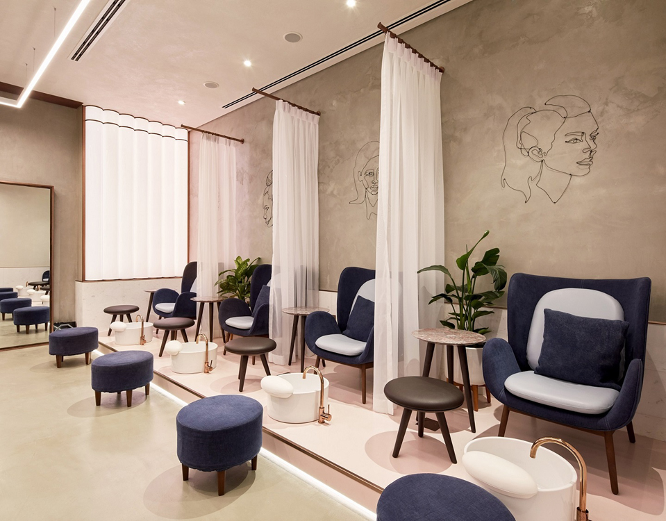 H2r Design Creates Women S Salon With A Softer Interpretation Of Industrial Elements In Abu Dhabi Projects H2r Design Salon And Spa Design Abu Dhabi Salon Design Cid